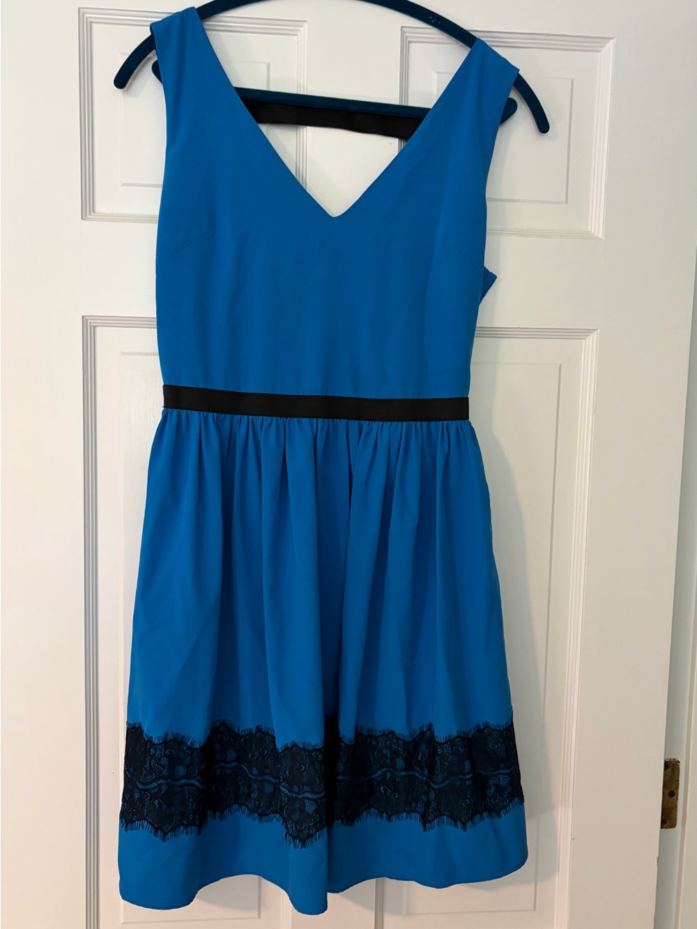 Ya Los Angeles Royal Blue V-Neck Fit & Flare Lace Mini Dress